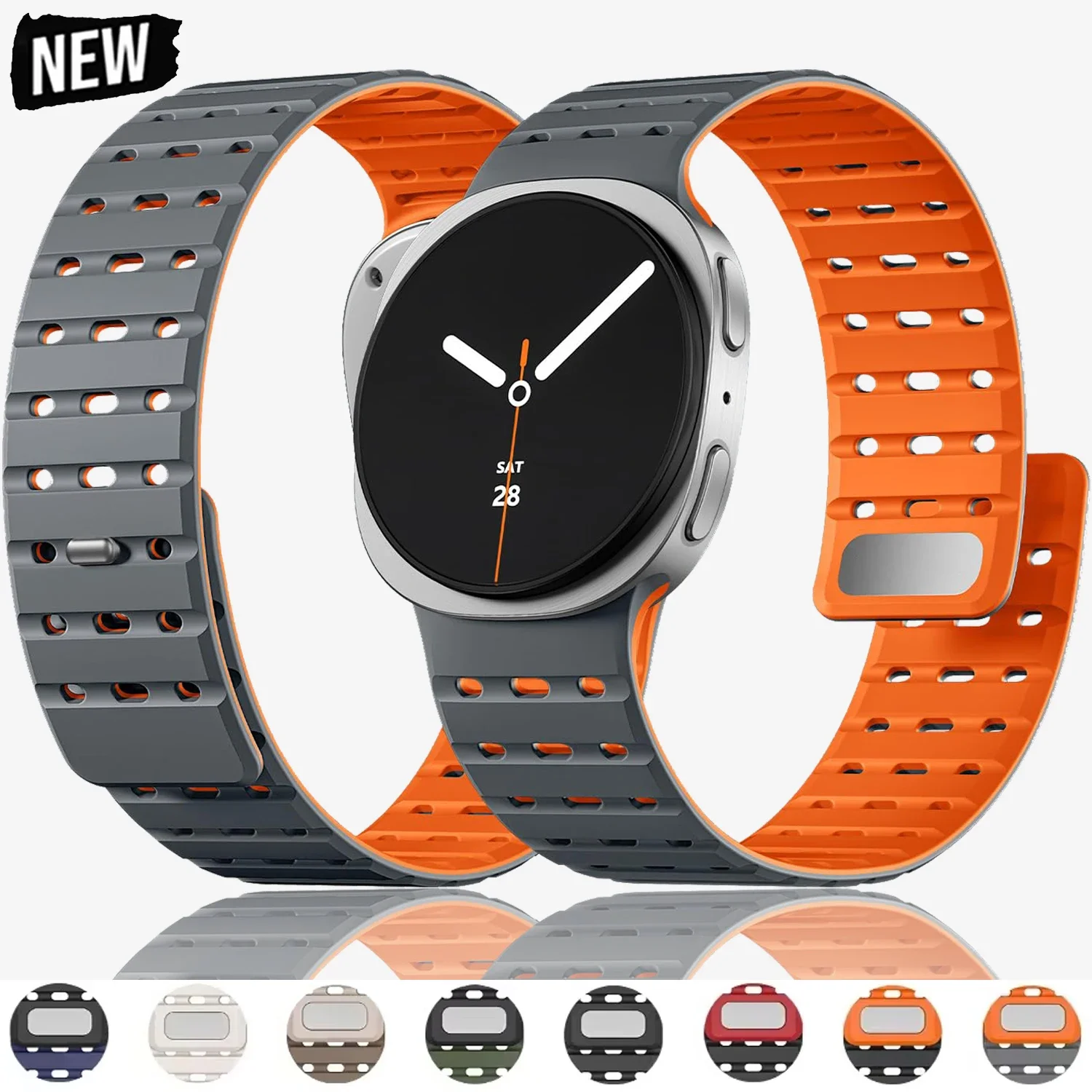 

Ремешок с магнитной петлей для Samsung Galaxy Watch 8, 40 мм, 44 мм, силиконовый спортивный ремешок для Watch 8 Classic, 46, браслет с изогнутым концом без зазоров