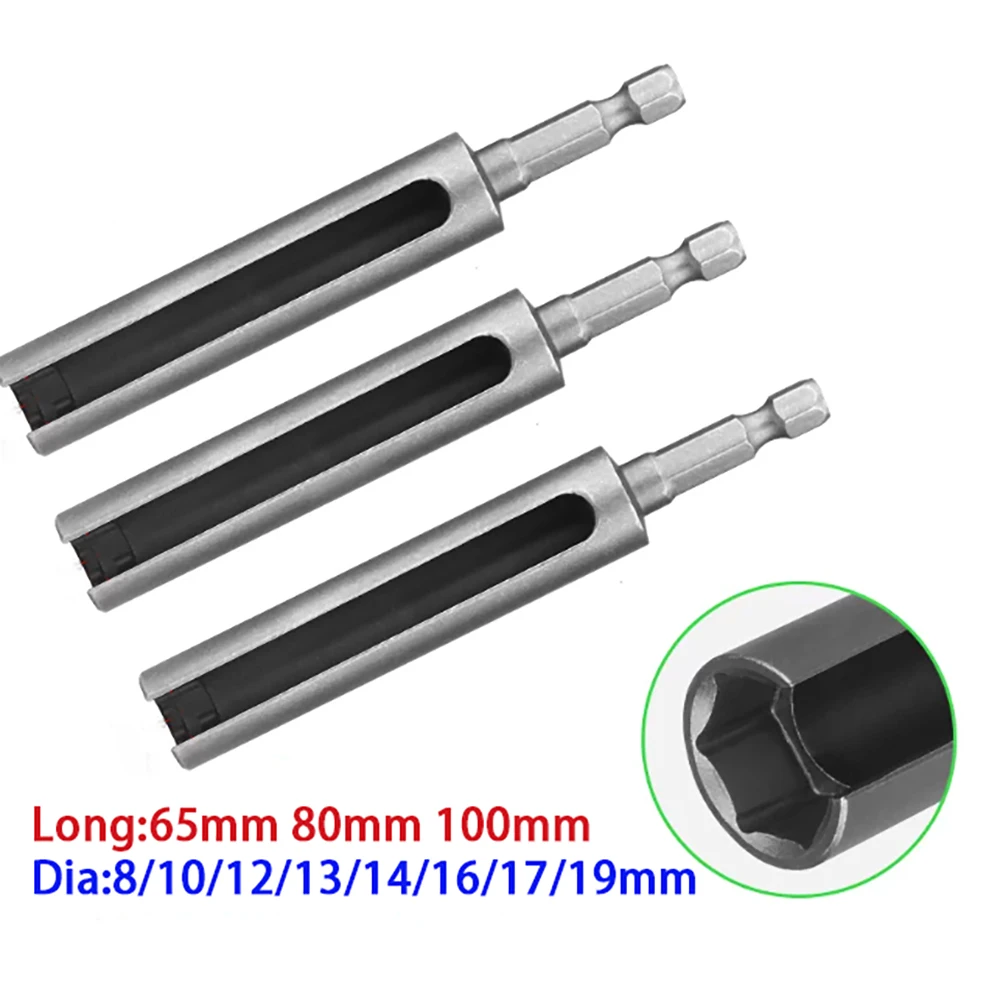 1Pcs Long 65mm 80mm 100mm Open Socket Extended&deepened Hexagonal Wrench Nut Wind Wrench Electric Wrench Hexagonal Screwdriver