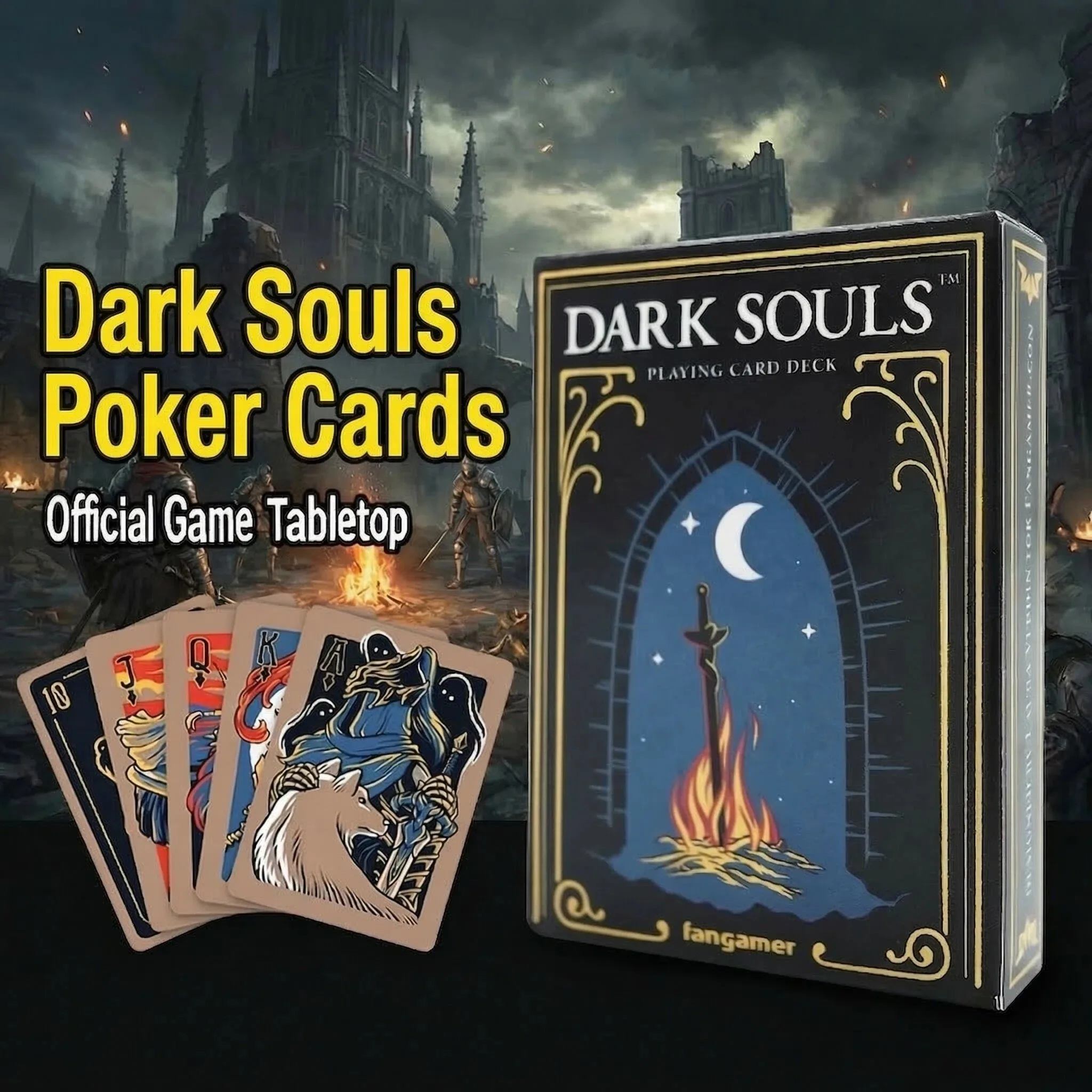

Коллекционные покерные карты Dark Souls для фанатов игр: ежедневные развлечения, вечеринки, ретро-декор, черно-золотая коробка
