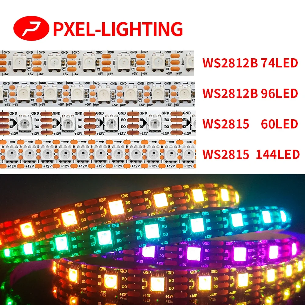 

DC12V WS2815 DC5V WS2812B RGB LED Light Strip Individually Addressable Pixels SMD5050 TV with Light SPI Room Indoor LED Strip