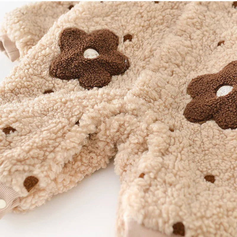 الكورية أزياء الوليد السروال القصير طفلة الشتاء نيسيي سميكة غامض زهرة حللا مع قبعة #4