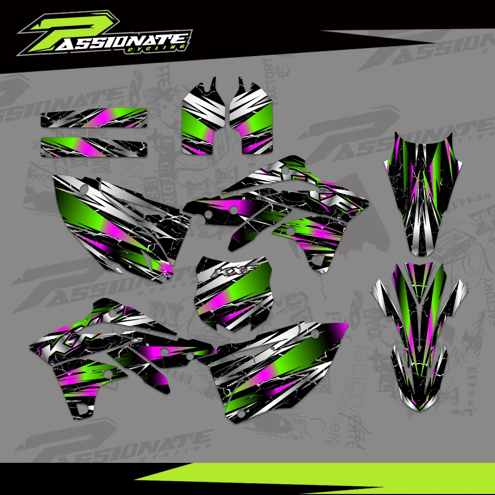For Kawasaki KX250F KXF250 KXF 250 KX 250F 2013 2014 2015 2016 Full Graphics Decals Stickers Motorcycle Background
