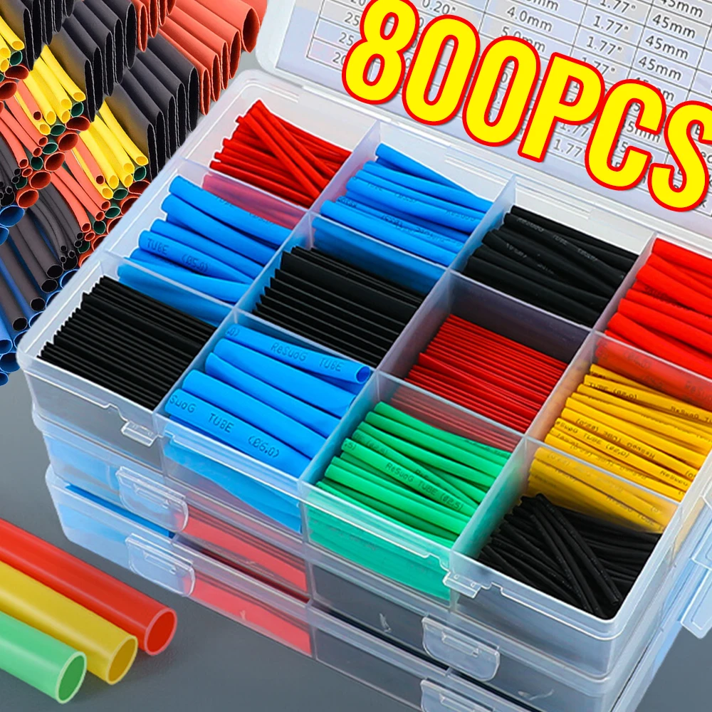 140 ~ 800 Stück Schrumpfschläuche Thermobeständiges Rohr Schrumpfverpackungsset Elektrischer Anschluss Draht Kabel Isolierschlauch