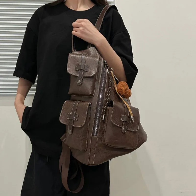 متعددة الوظائف خمر بو الجلود على ظهره الرجال النساء سعة كبيرة في الهواء الطلق دراجة نارية الرياضة حقيبة السفر #3