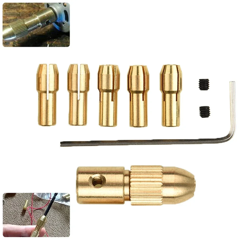 

7PCS 2mm Drill Brass Collet Chuck 0.5-3.0mm Electric Motor Shaft Mini Chuck Fixture Clamp Micro Collet For Power Rotary Tool