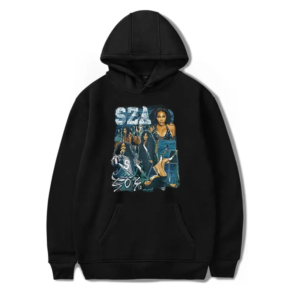 Vintage SZA SOS Hoodie para homens e mulheres, moletom de manga comprida, pulôver fashion, roupas 2024