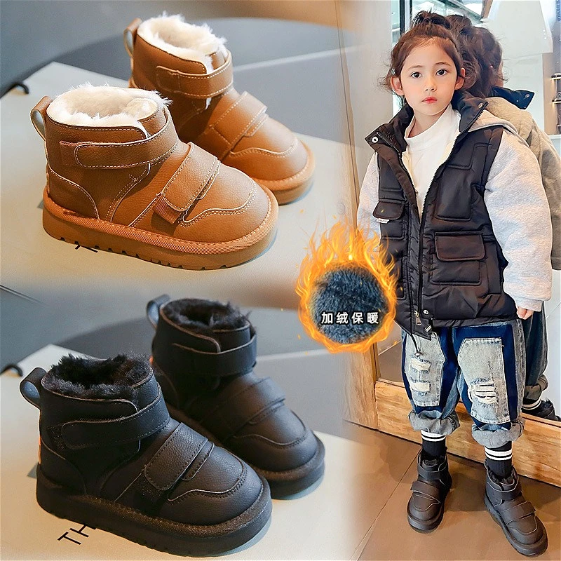 

Новые зимние плюшевые теплые ботильоны для девочек, мода 2025 года, детская повседневная хлопковая обувь на липучке, мягкие нескользящие детские кроссовки для мальчиков