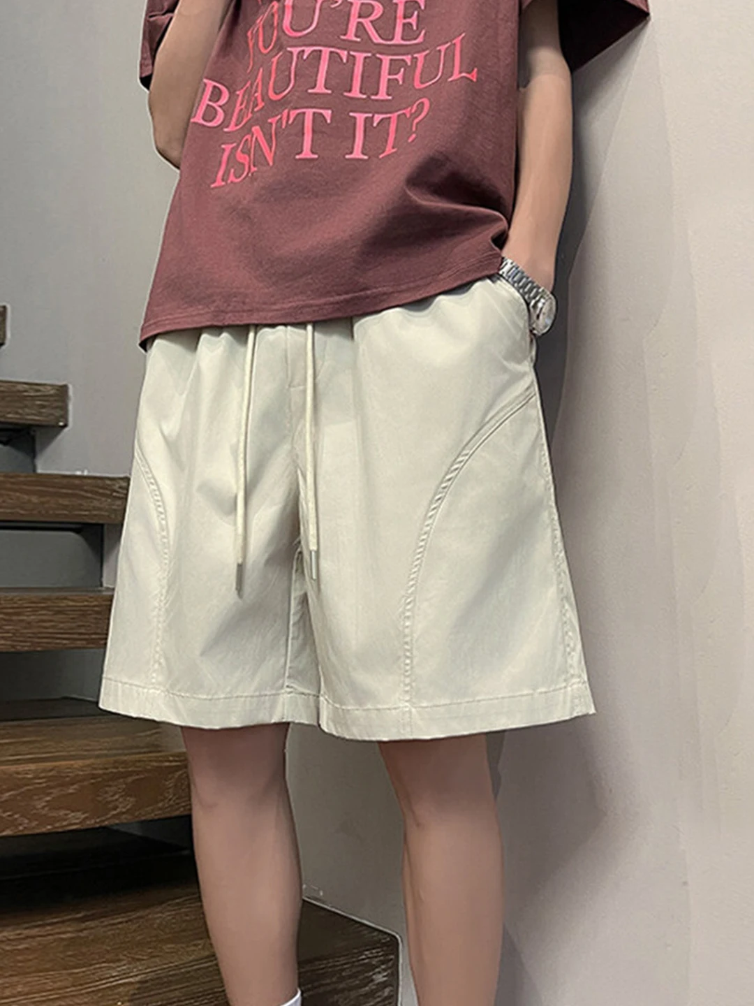 

Qui Dry Sports orts Men's Summer American Ice Silk Baskeall Side Cut Straight Leg Beach f Length Pants