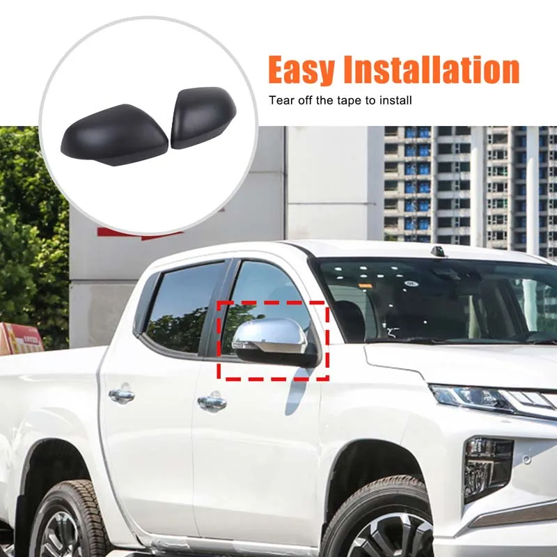 

For Mitsubishi L200 Triton 2019-2023 ABS matte black car exterior rearview mirror decorative cover sticker auto accessories 2Pcs