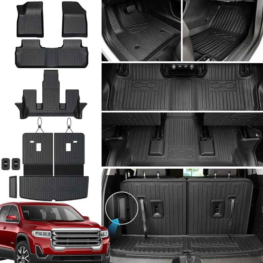 

Mats Cargo Mat Set for 20172023 GMC Acadia 6 Seats Captain Chairs Accessories, AllWeather TPE Trunk Mat Cargo Liner Backrest Mat