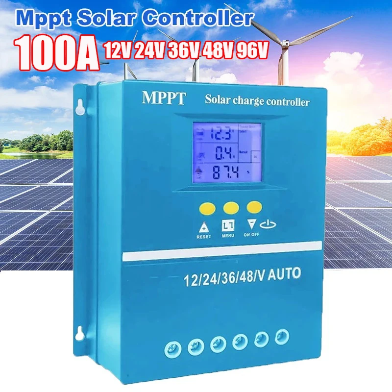 80A 100A MPPT 12V 24V 48V96V Auto Solar Charge Controller with LCD Display Solar PV Regulators for Lead-acid / Lithium Battery