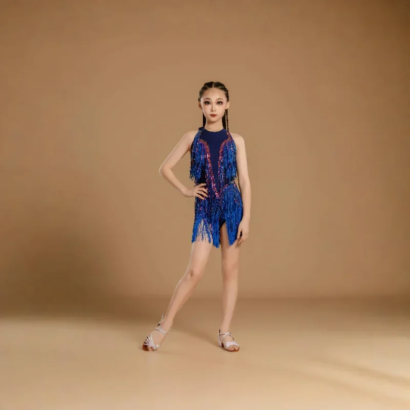 Ropa de baile latinoamericano de salón, falda con flecos y borlas, vestido para niña, chacha, samba, competición, flecos, práctica de baile