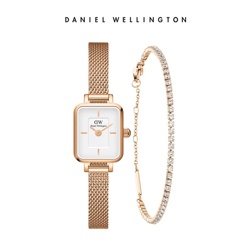 

Daniel Wellington Quadro Mini Melrose Watch and Classic Tennis Bracelet Set Rose Gold 316L Stainless Steel Gift for Women