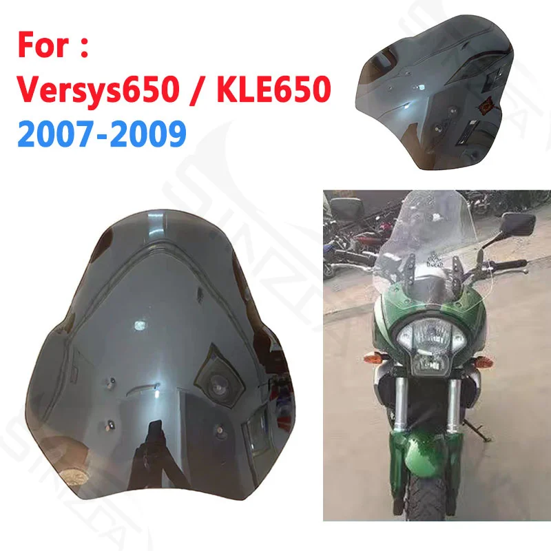 

For Kawasaki Versys650 KLE650 Versys KLE 650 2007 2008 2009 Front High Visor Windshield Windscreen Wind Deflectors Gray