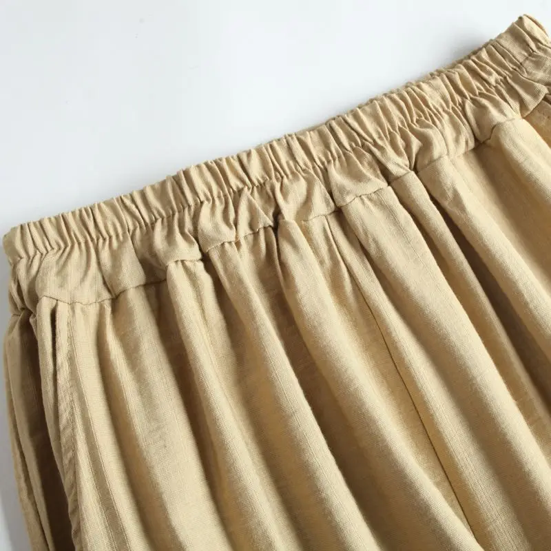 Modne, luźne, wysokiej talii, nowe letnie damskie, cienkie, elastyczne, swobodne i wszechstronne, jednokolorowe, dziewięciopunktowe spodnie