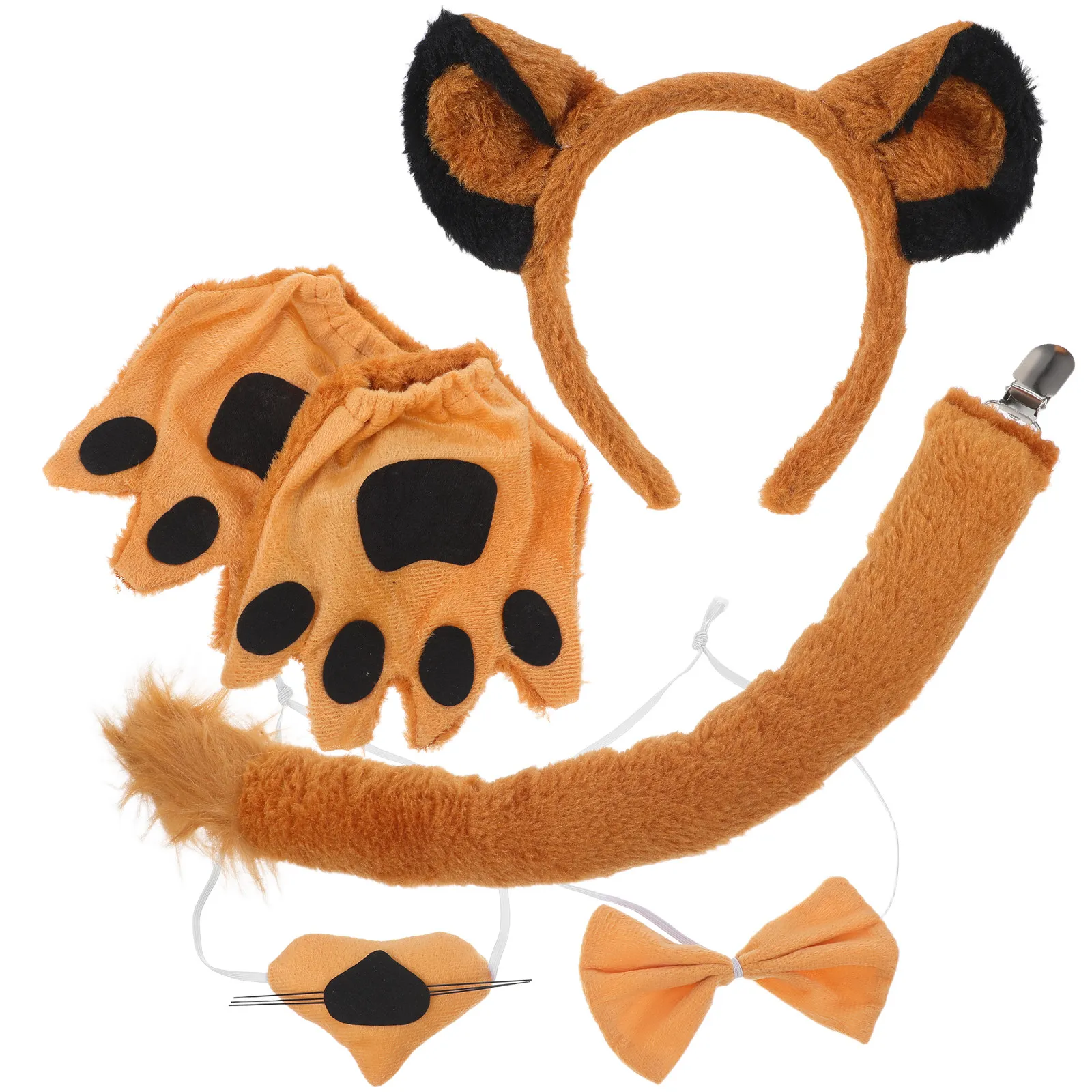 1 Juego de Disfraces de León para Niños con Orejas, Diadema, Cola y Guantes de Patas, Perfecto para Cosplay, Cumpleaños, Halloween