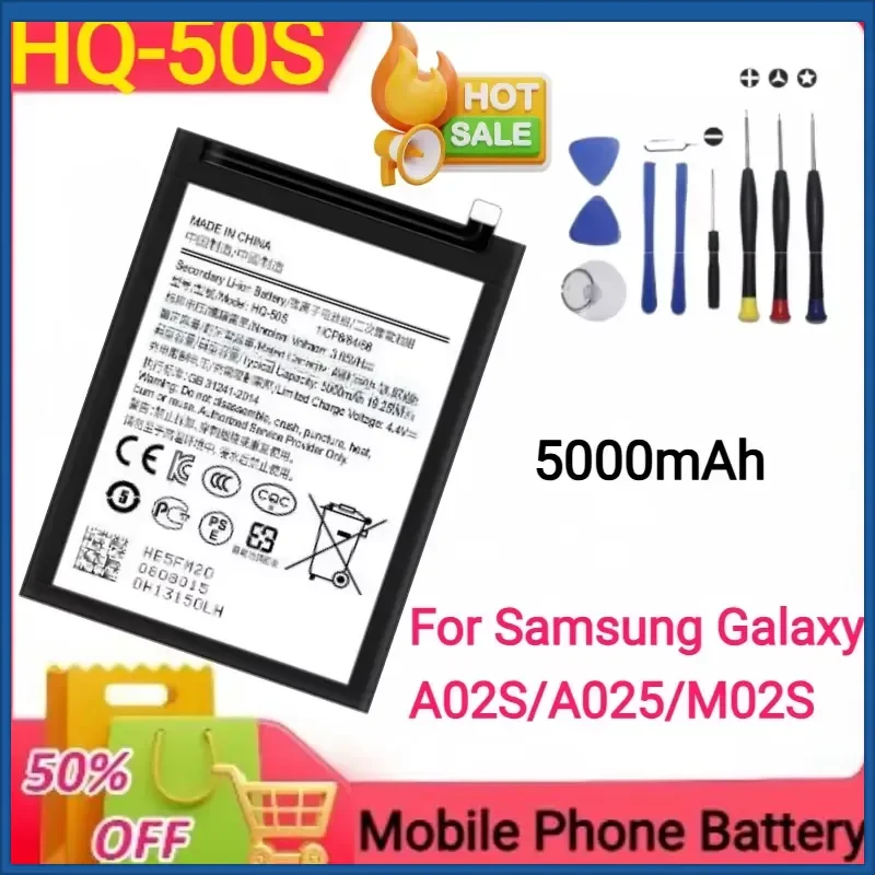 For Samsung Battery HQ-50S HQ-50SD for Galaxy A02S M02S M025 F02S A03 A03S Phone Battery 5000mAh SLC-50 +Tools