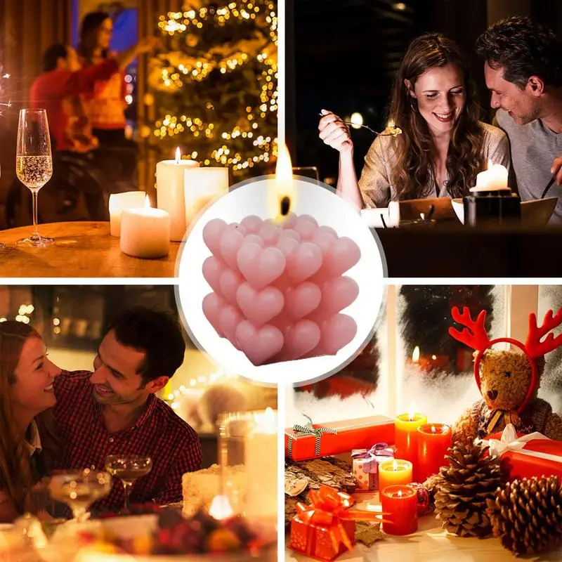 الشموع المعطرة للمنزل تصميم القلب الشموع للمنزل المعطرة مربع غرفة ديكور طويلة الأمد الحلي لغرفة المعيشة القهوة