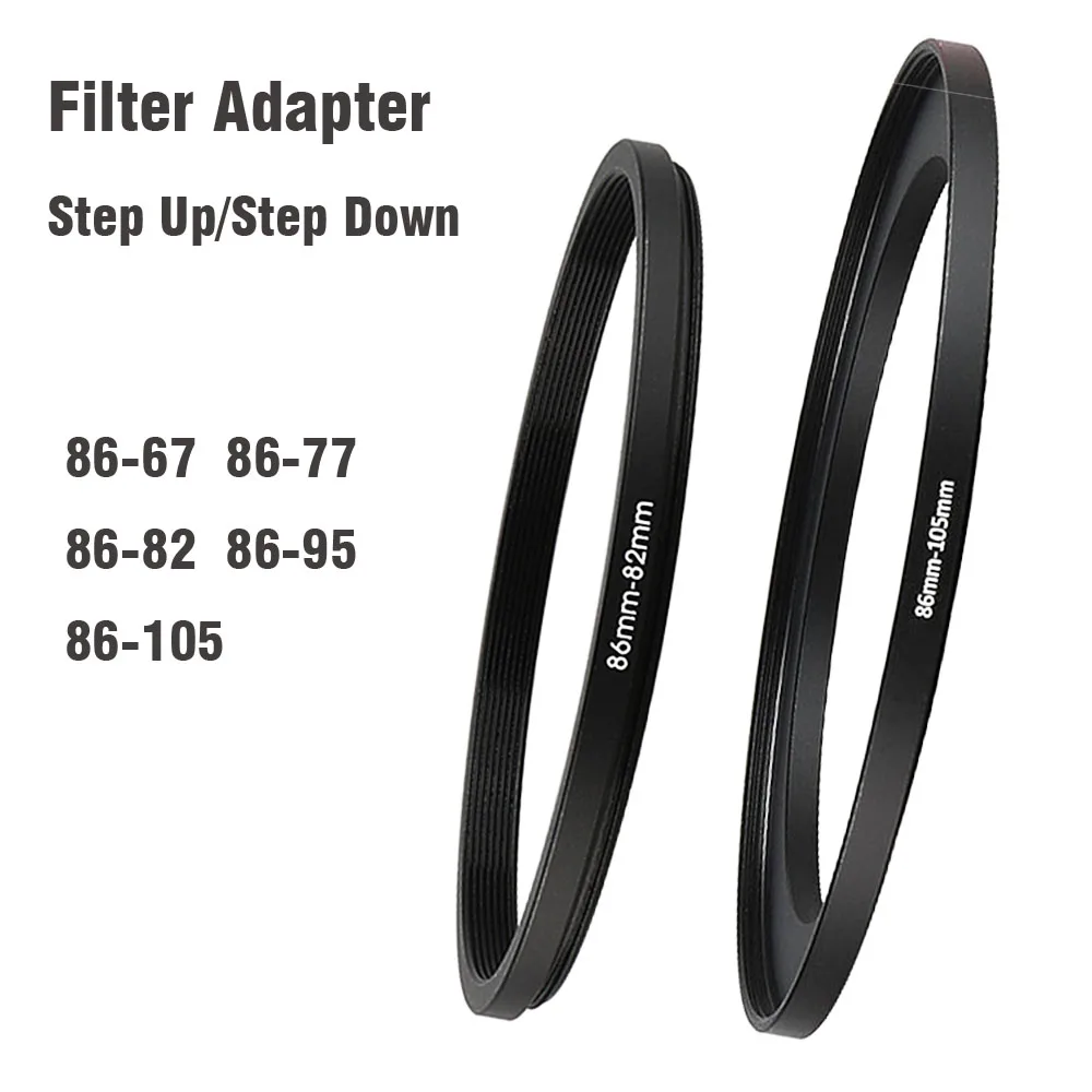 Camera Lens Filter Adapter Ring Step Up / Down Ring Metal 86-67mm 86-77mm 86-82mm 86-95mm 86-105mm for UV ND CPL Lens Hood