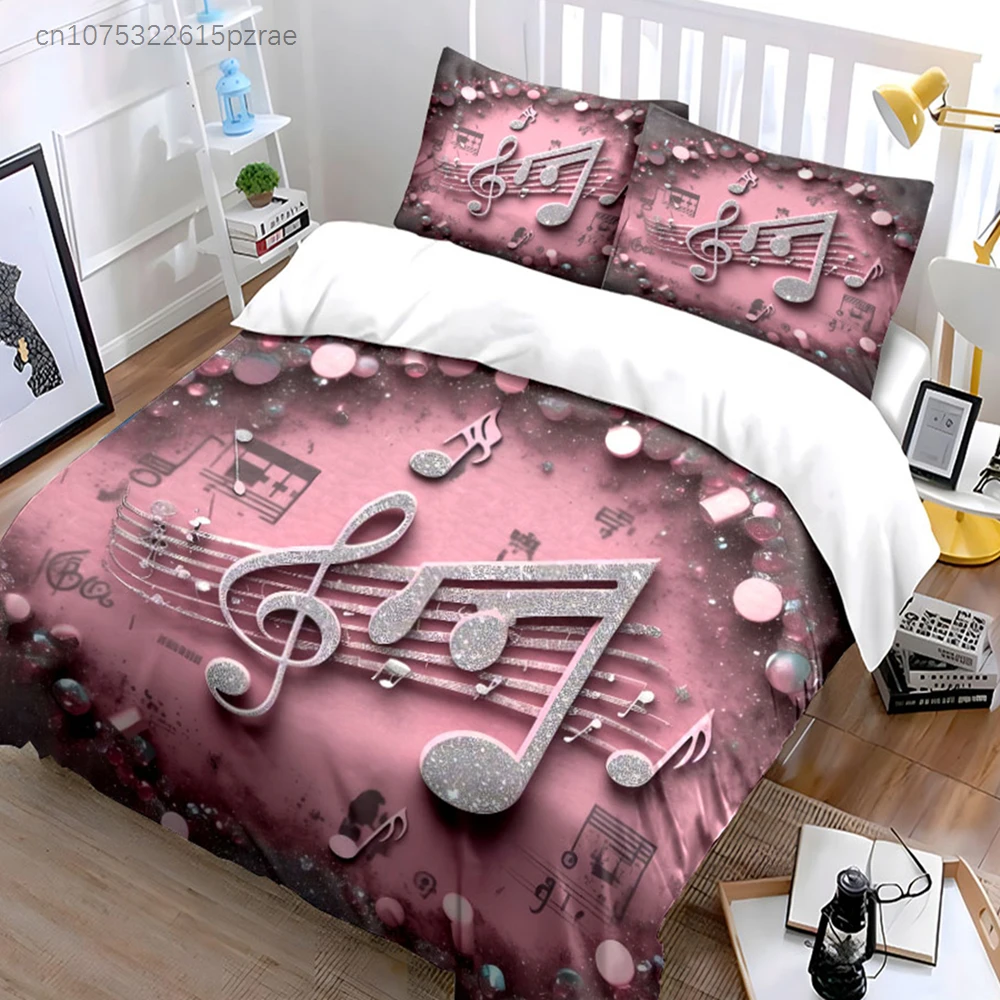 Music-Themed Glitter Art Set, Multiple Sizes kid's And adults' Bedroom Exquisite 3PC Bedding set, Gift