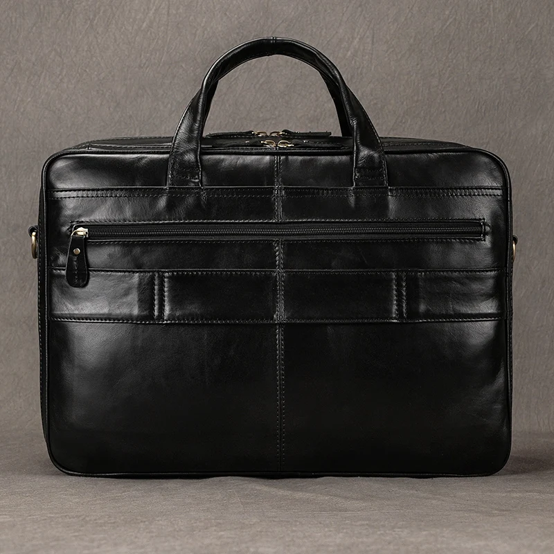 Genuine Leather Briefcase For Man Large Capacity Computer Bag Cow Leather Messenger Bag Handbag For Male Black Business Bags