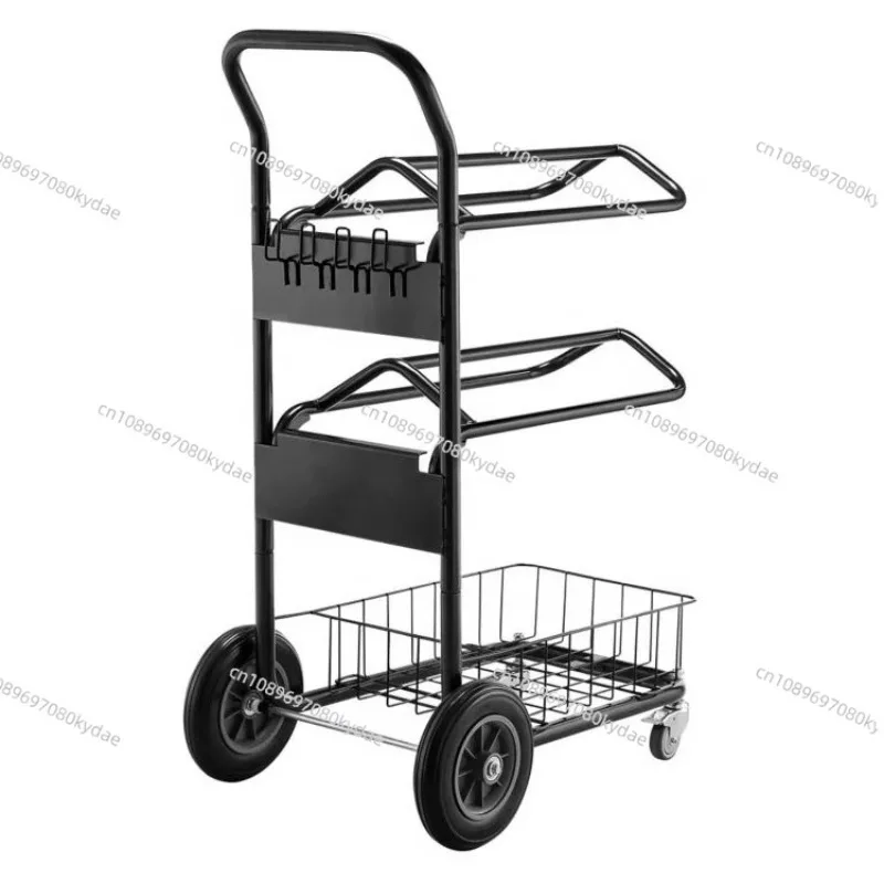 

2 Tier Rolling Saddle Rack Horse Gear Storage Cart With Basket Powder Coated Stable Organizer Stand