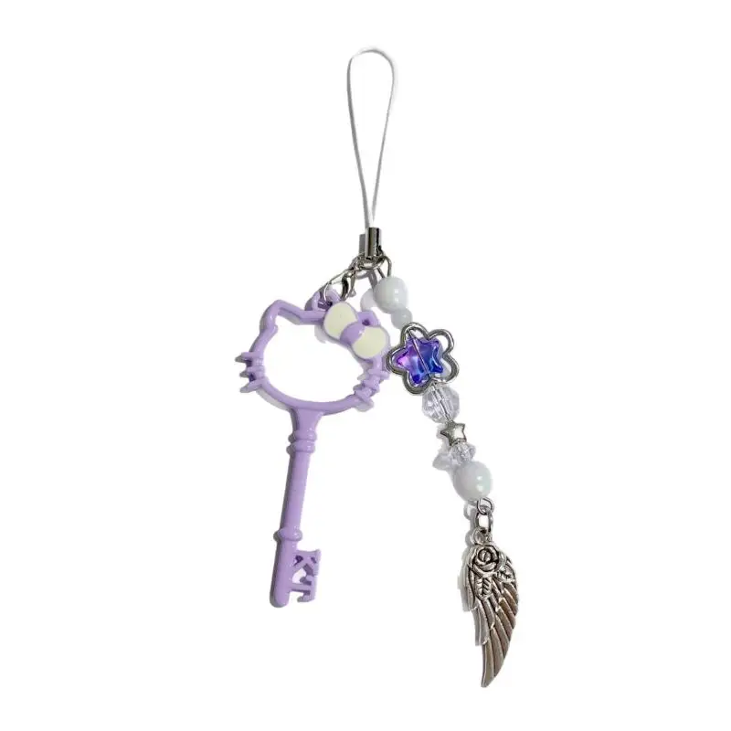 

Y2K Sweet Hello Kitty Cat Phone Lanyard Cute KT Cat Girly Key Mobile Phone Chain Girls Keychain Pendant Friend Gift