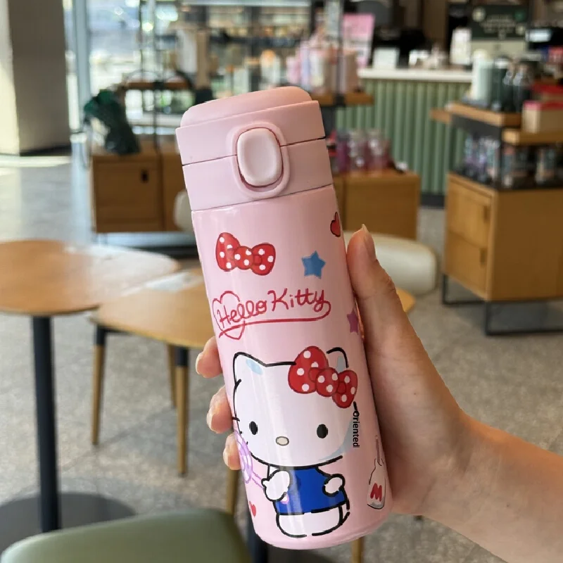 디즈니 스티치 카피발라 헬로키티 스테인리스 스틸 머그 귀여운 소녀 휴대용 학생 키티 미니 머그 야외 휴대용 스포츠 컵 선물