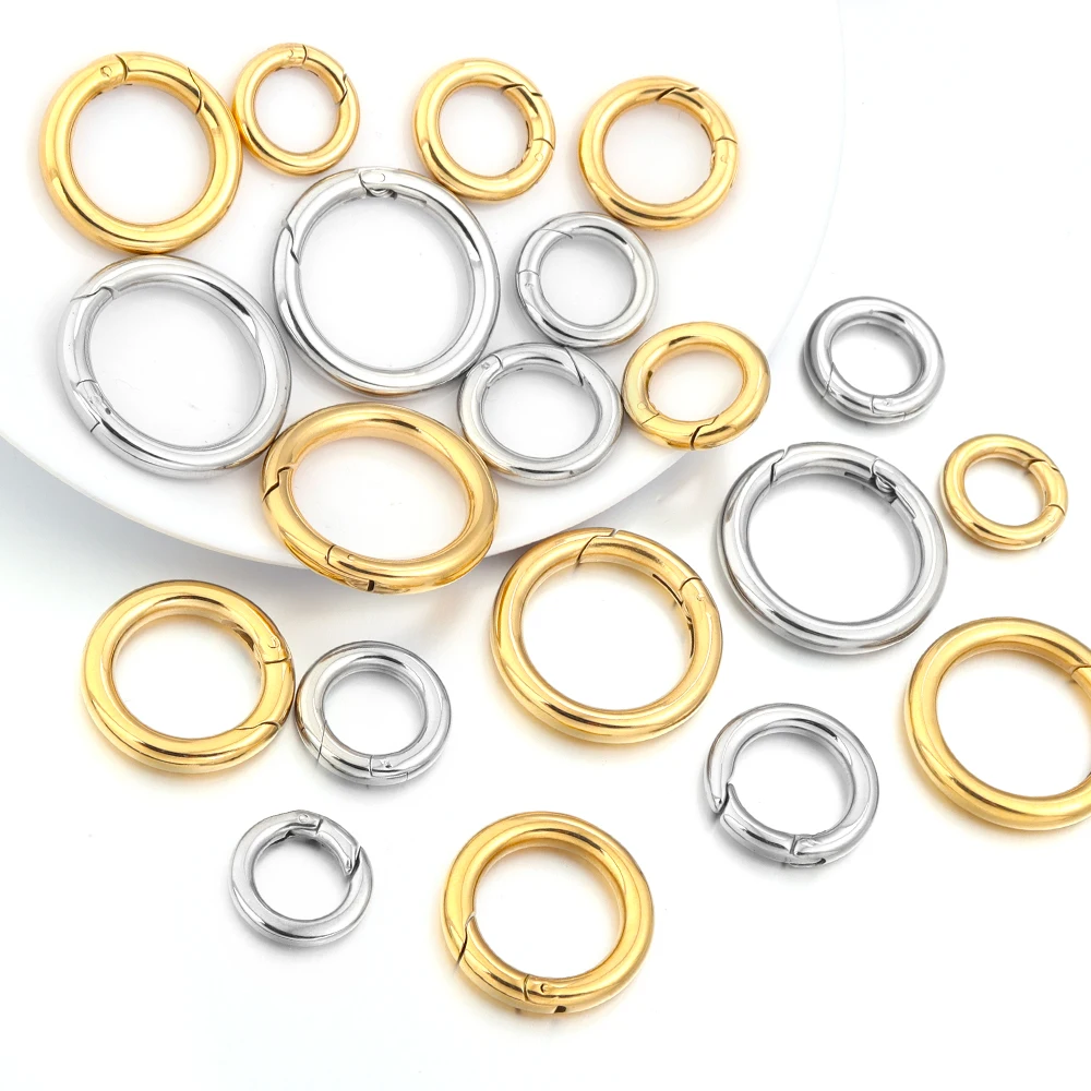16/18/20/24/28 millimetri In Acciaio Inox O Anello Molla Catenacci Gioielli FAI DA TE Che Fanno Rotondo Moschettone Portachiavi Borsa Pinze Moschettone fibbia
