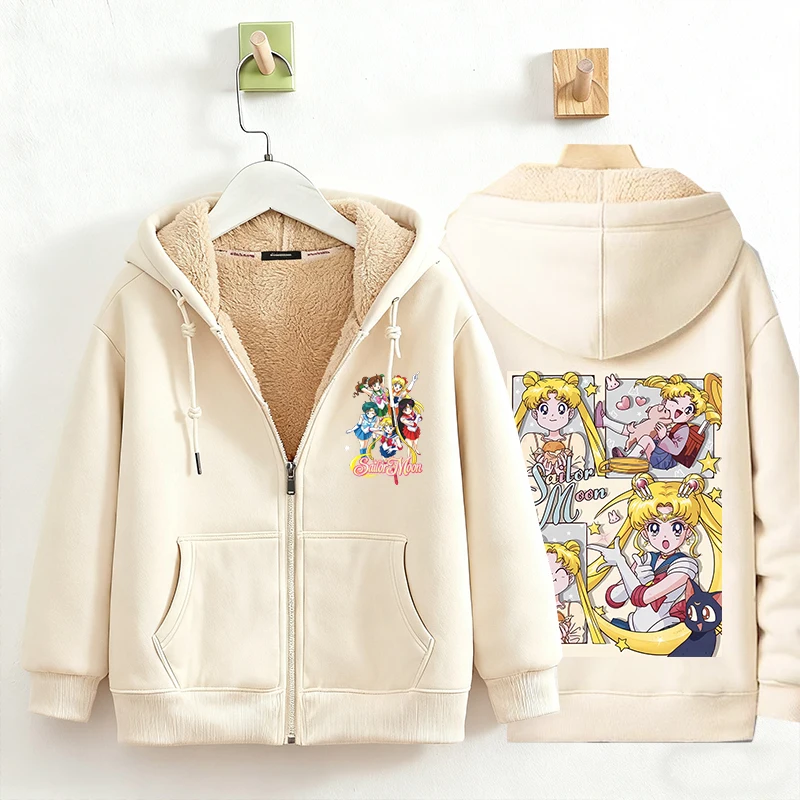 

Sailor Mooned Women Zipper Hoodie Sweatshirt Girl Winter Keep Warm Jacket Women Oversized Thick Streetwear Casual Hoody Coat Top