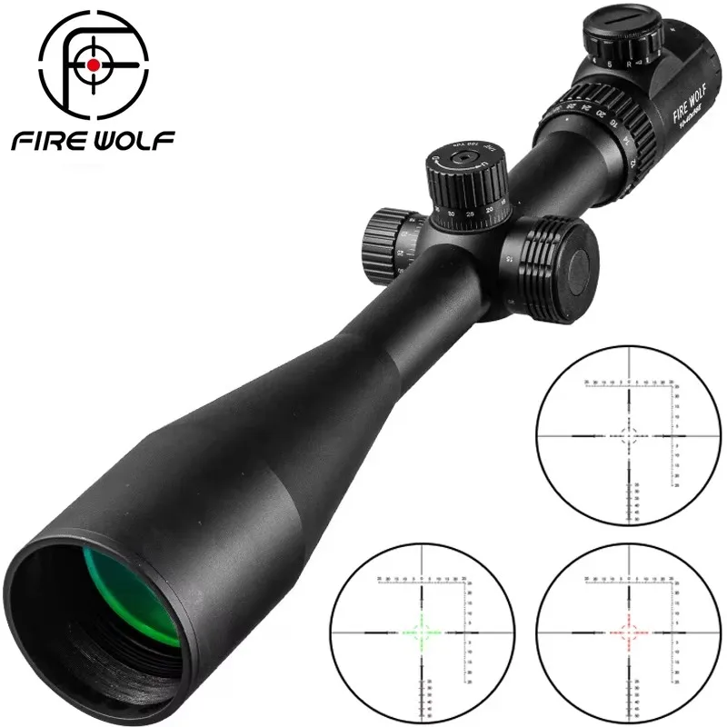 

Оптический прицел Fire Wolf Tactical 10-40X56 E для пневматического оружия, с красной и зеленой подсветкой, высокократный снайперский прицел, охотничий прицел-дальномер