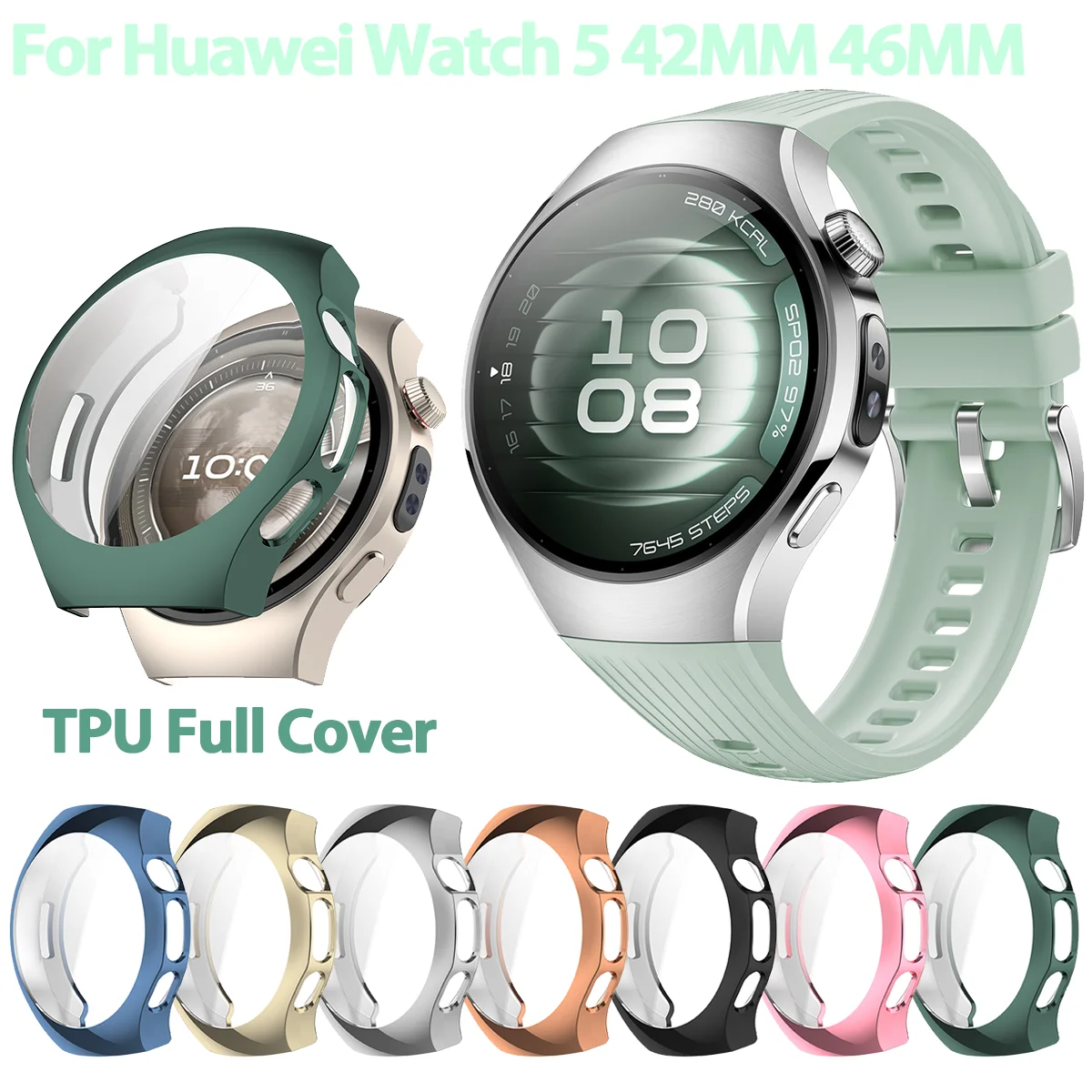 Soft TPU Case For Huawei Watch 5 46mm 42mm Full Cover Case Plating Shell for Huawei Smart Watch 5 Screen Protector Cover Casing