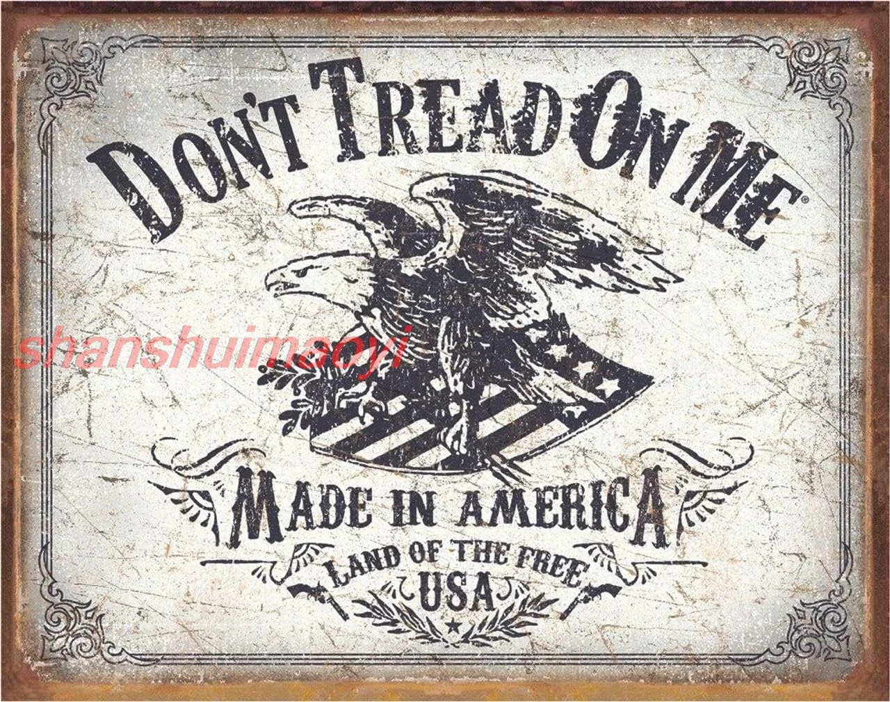 Desperate Enterprises Don't Tread On Me - Land of The Free Tin Sign - Nostalgic Vintage Metal Wall Decor - Made in USA SGH