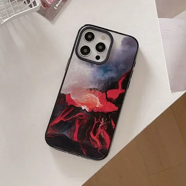 2.5 Acrylic Volcano Pattern iPhone 12 13 14 15 Pro Max Protective Case