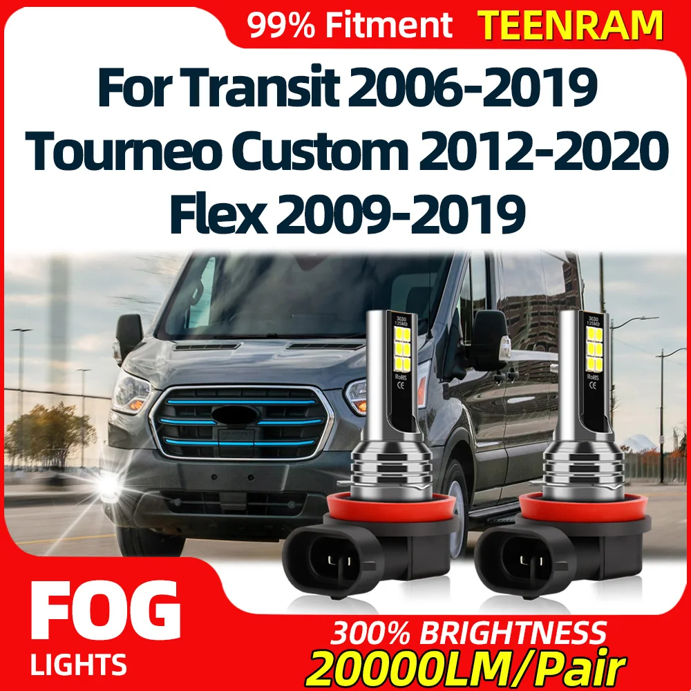 슈퍼 브라이트 LED 안개등 전구, 운송 2006-2019 투르네오 커스텀 2012-2020 플렉스 2009-2019, 20000LM, 60W, 12V, 6000K