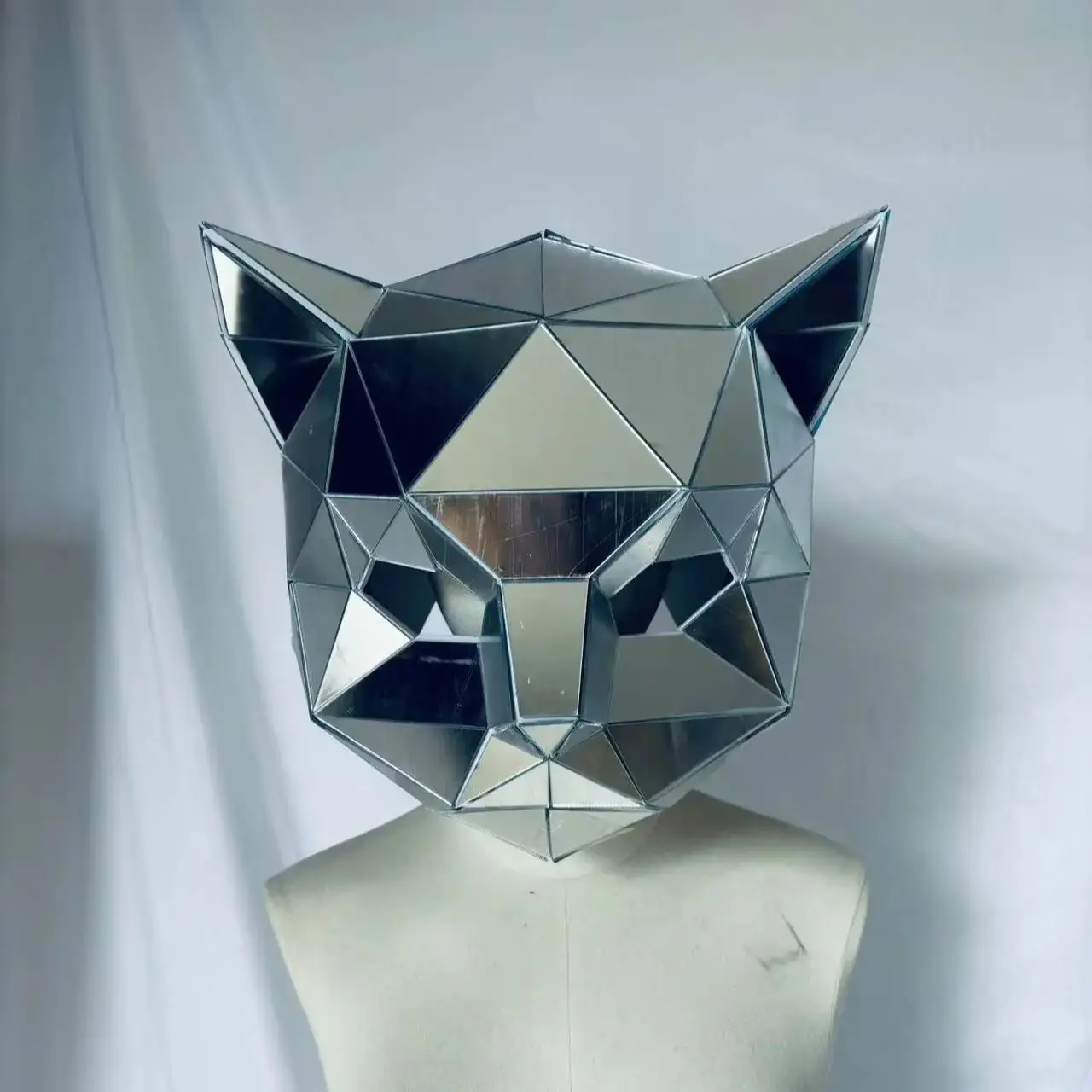 Mirror Chrome Plated Mask Metallic Animal Demon DJ Helmet for Festival Party Rave Costume Cosplay Halloween