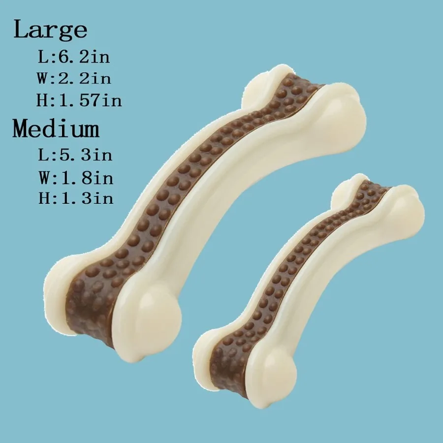 破壊不可能な犬用噛むおもちゃ、噛む力の強い大型犬用、2個パック、牛肉風味、丈夫なナイロン製の骨、大型犬、中型犬、小型犬用