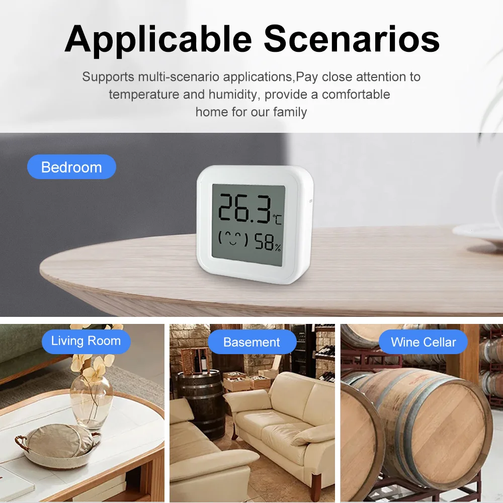 Tuya inteligente bluetooth sensor de umidade temperatura mini display lcd app controle remoto voz alexa google termômetro higrômetro