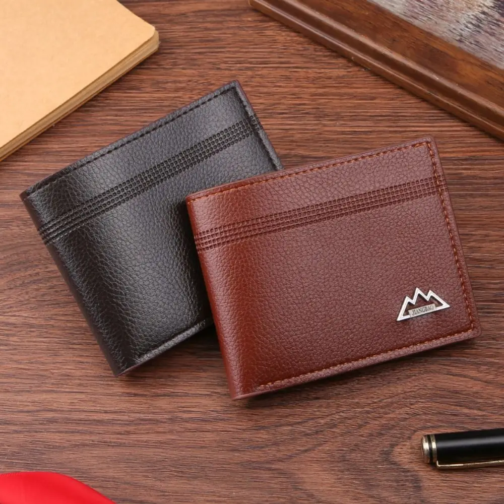 

Two-fold Men' Folding Wallet Large Capacity Multi-position Men's Short Wallet Multi-card Foldable Leather Wallet Travel