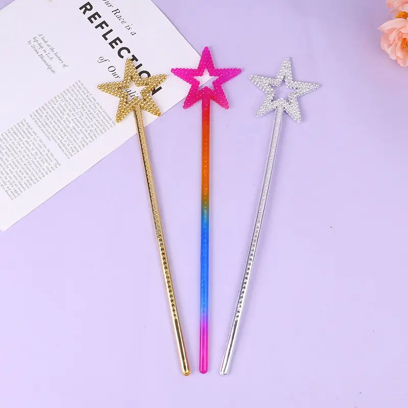 Fairy Wand Golden Silver Angel Star Magic Five-Pointed Princess Cane For Girls Stage Elf Cosplay