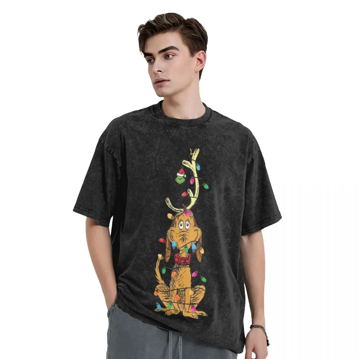 

Dog Christmas Light T-Shirt customs graphics designer shirts black t-shirts for men