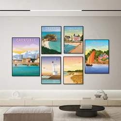 Annecy – Canal Thiou – Savoy, Ile Notre Dame beach, La Turballe – Pembrane beach, Brittany, Gulf of Morbihan travel poster