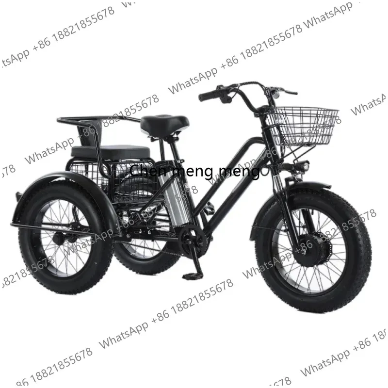 

Electric Bicycle 20*4.0 Inch Fat Tire Ebike Snow Powerful Electric Cargo Tricycle with Passenger Seat Adult Elderly 500W48V20AH