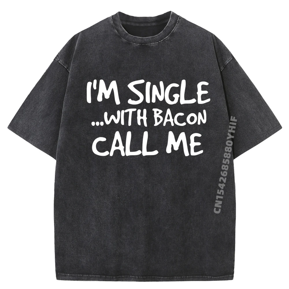 

Футболка I'm Single With Bacon Pig Butt Lover, однотонные футболки, оптовая продажа, футболки для мужчин, роскошная одежда, мужская стираная рубашка