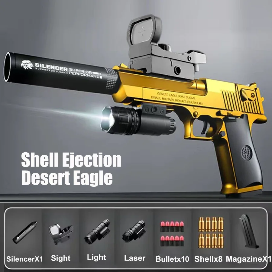 G17 Shell Ejection Desert Eagle Soft Bullet Toy Gun Airsoft Pistol Foam Launcher CS Shooting Games Weapons for Kids Boys Gift