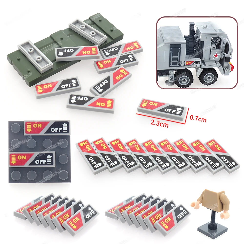 Pattern ON OFF Printed Tiles 63864 Building Block Moc City Figures Machine Open Close Model Accessories Child Diy Gifts Boy Toys