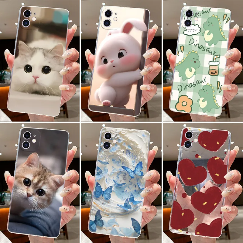 Jelly Case For Apple iPhone 11 11Pro Max Clear Silicone Soft TPU Cover For iPhone 11 Pro Max Cute Rabbit Cat Dinasaur Phone Case
