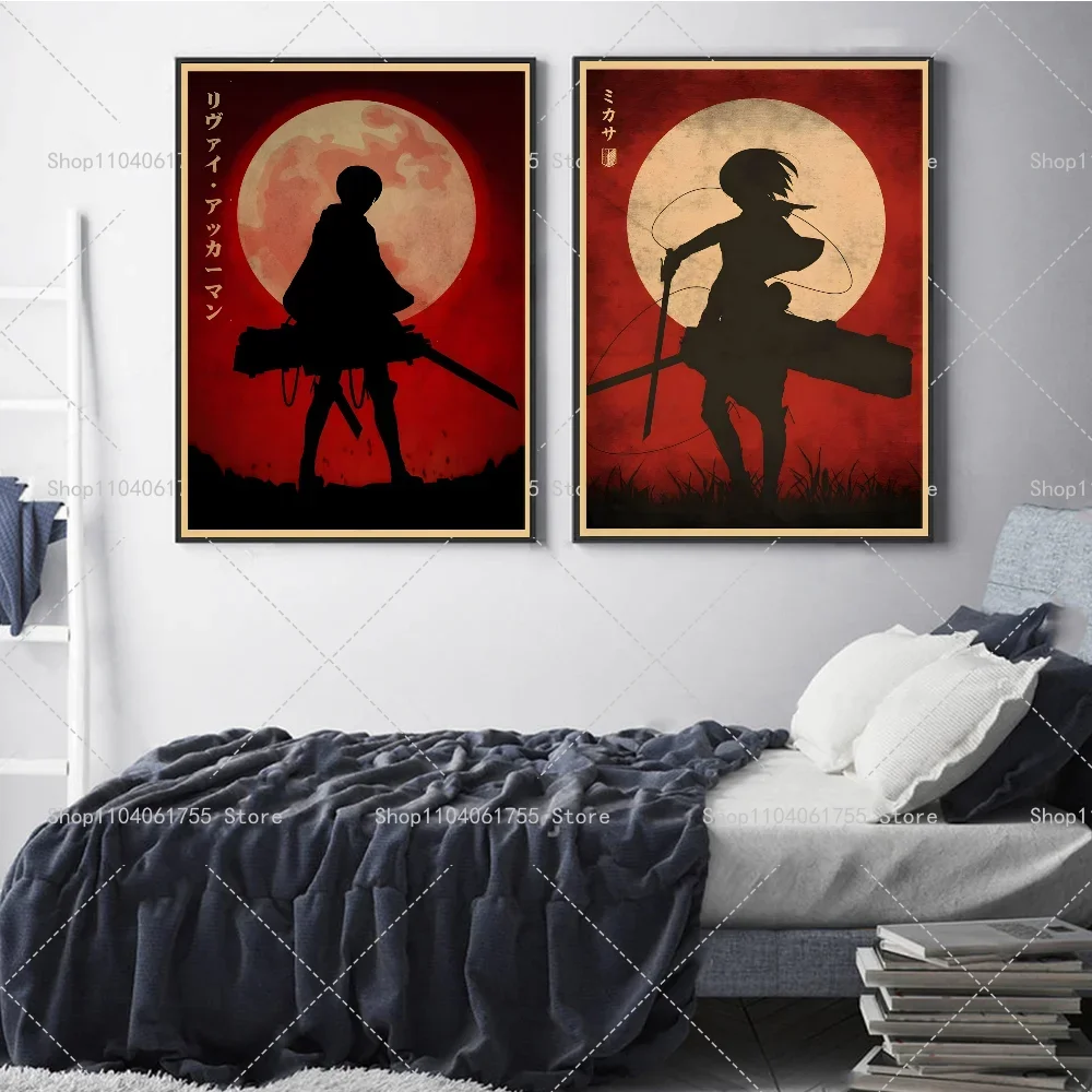 1PC Classic Anime Attack On Titan Season 4 Poster Self-adhesive Art Waterproof Paper Sticker Coffee House Bar Room Wall Decor