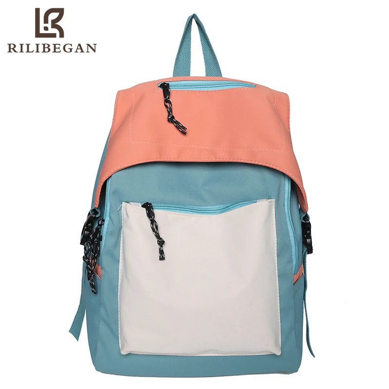 Cute Preppy Style School Bag High Quality Nylon School Girl Backpack Women Causal Patchwork Bag Fashion Backpack for Men Bag