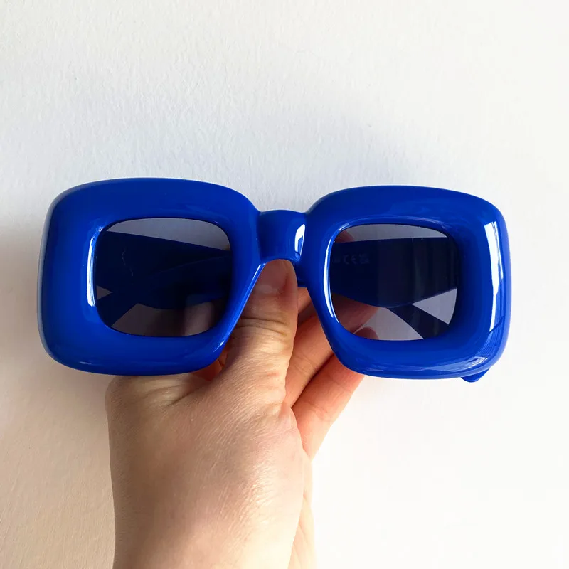 

Punk Sunglasses Personality Blue Color Sun Glasses Anti-UV Spectacles Oversize Frame Eyeglasses Women Ornamental Square Google